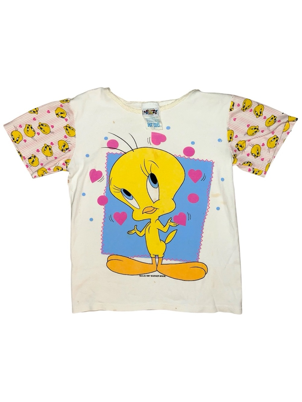 Vintage 1997 Looney Tunes Tweety Bird Cartoon Graphic T-Shirt Girls Size 10